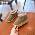 Kidsthickenedheattech snow boots autumn winternew arrivalsex girl black cotton shoes boys short boots medium and big kids shoes
