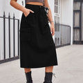 European and american cross-border e-commerce   new versatile slimming workwear washed denim midi skirt for women