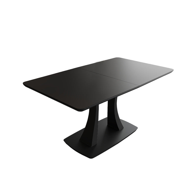 Customizable italian minimalist rectangular extendable dining table - light luxury, high-end style for living rooms and small apartments