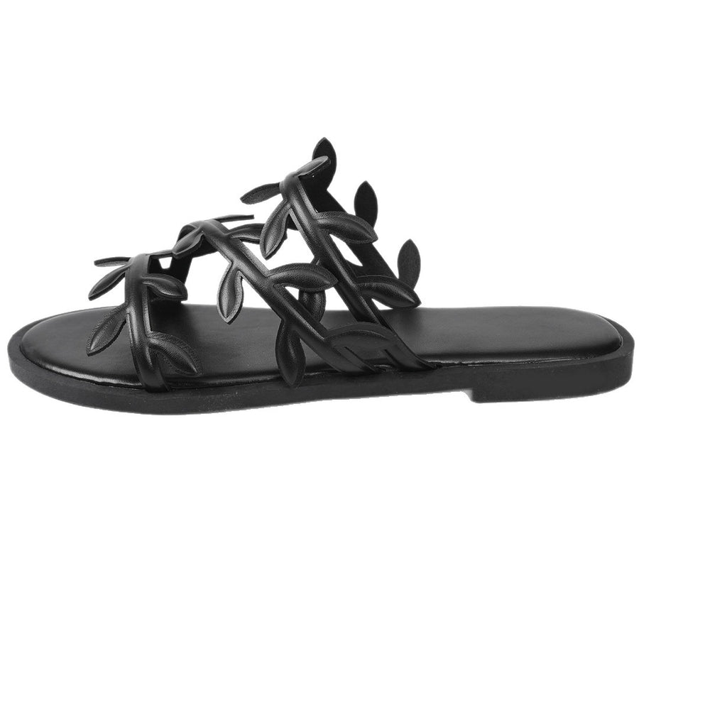 Leaf slippers women's summer outwear new arrivalpopulareasiest for match beach flip flops travel vacation flats sandals