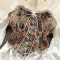 spring/summer new arrival: designer retro floral tie-up vest overdress, midi a-line puff shirt dress
