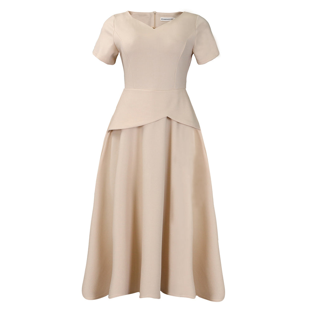 D3330 new arrival:  summer european and american fashion solid color v-neck short sleeve a-line maxi dress - african style