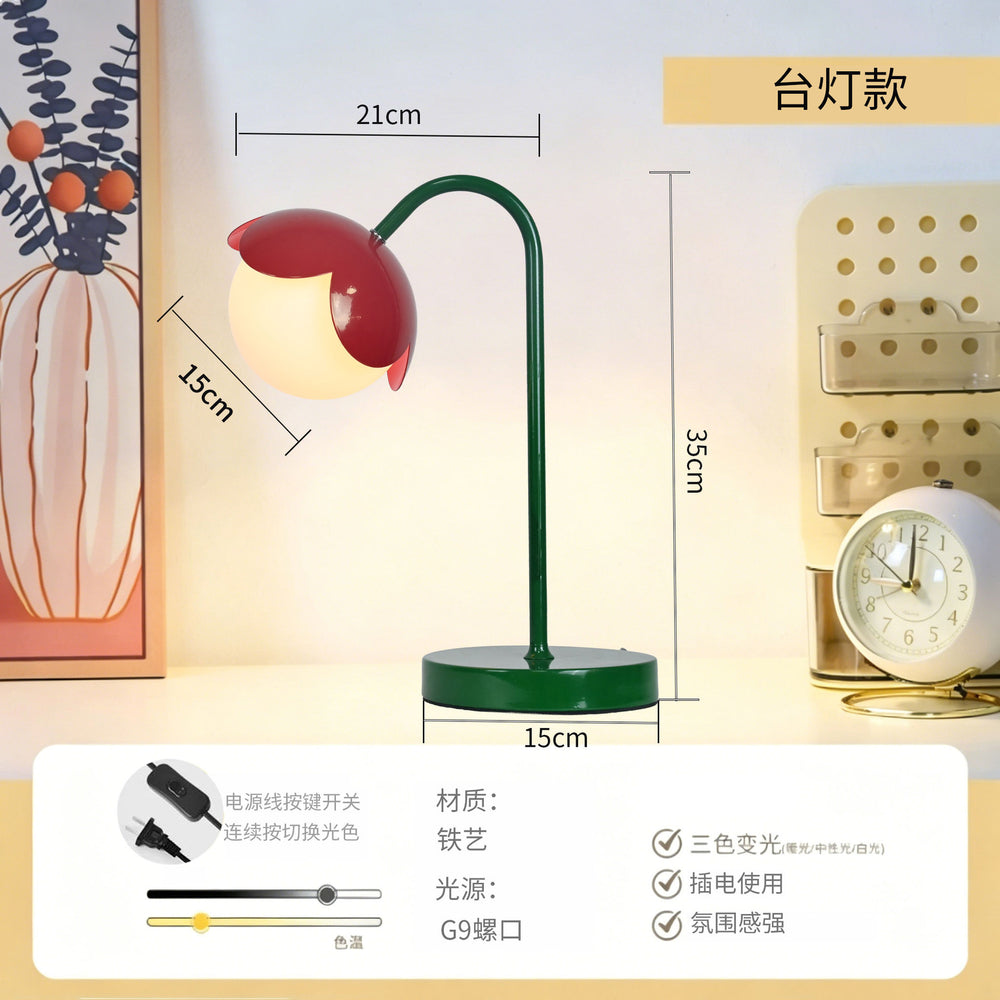 Dopamine floor lamp - perfect for living room sofas, memphis-inspired red flower table lamp, ideal for kids' princess bedrooms as a night light