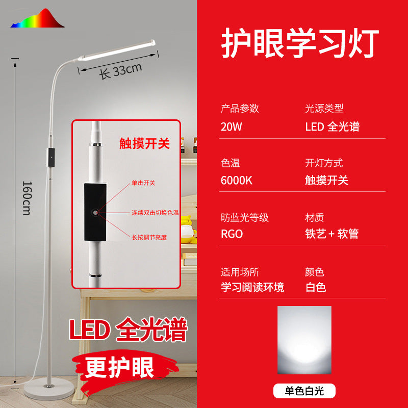 Eye-care study desk lamp - floor lamp for classroom, bedside reading, kids, elementary school students - reading, writing, upright model