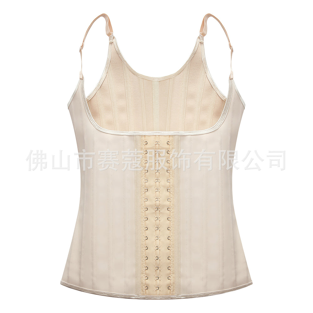 Latex shapewear 25 steel bone rubber buttoned breast support silm vest body shaping tummy control tight sports vest personalized