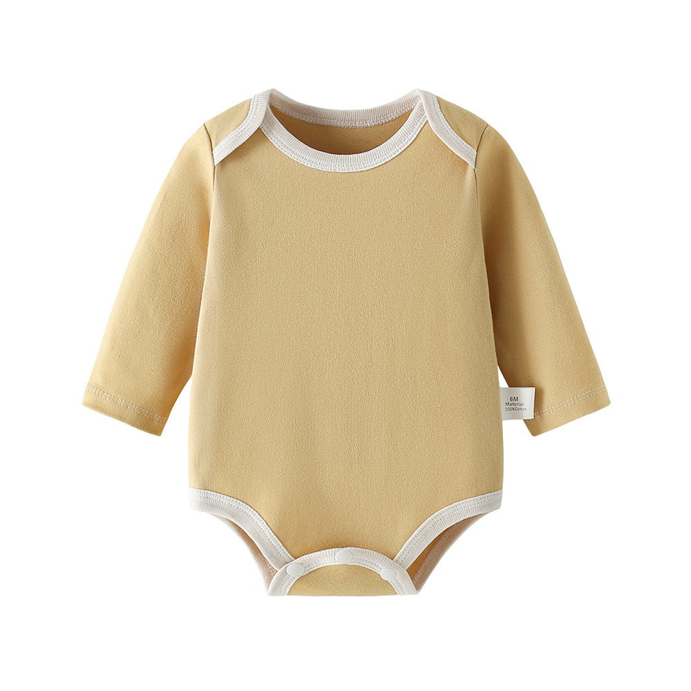 Baby romper, spring and autumn triangle crawl long sleeves, male and female baby cotton 0-1 years old jumpsuit, girl butt wrap