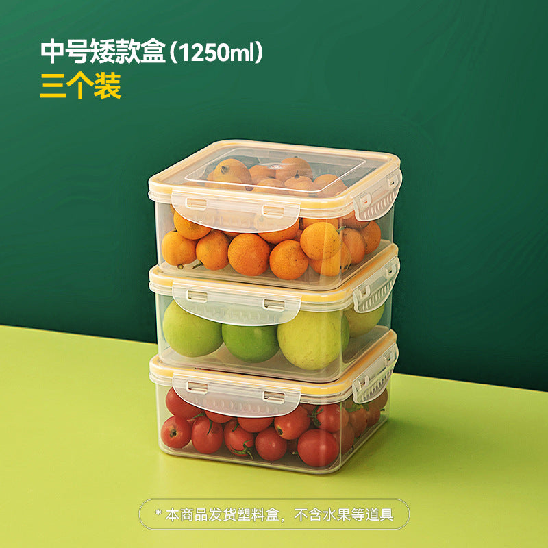 Kitchen finishing dustproof storage box with lid transparent refrigerator storage box food grade plastic food crisper