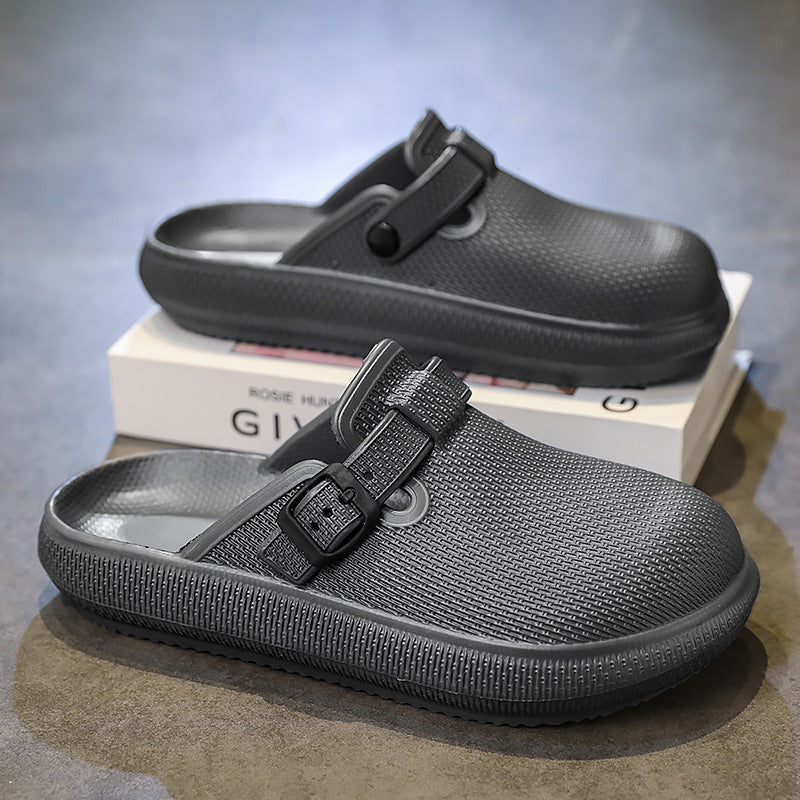 跨境博啃包头拖鞋男潮款踩屎感厚底情侣沙滩鞋外出半拖凉鞋女批发