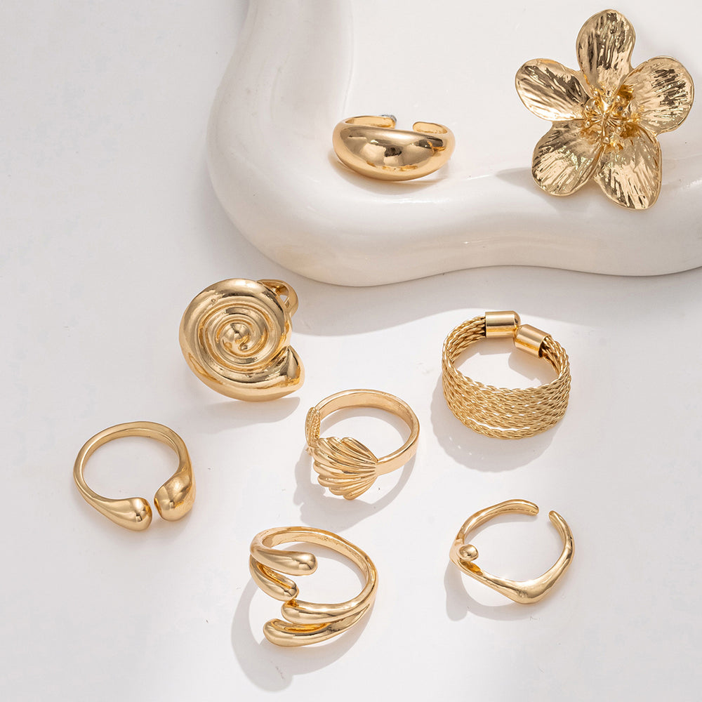 jewelry wholesale, european and american style, ocean-themed starfish ring set, beach vacation style, accessible luxury, high-end hand jewelry