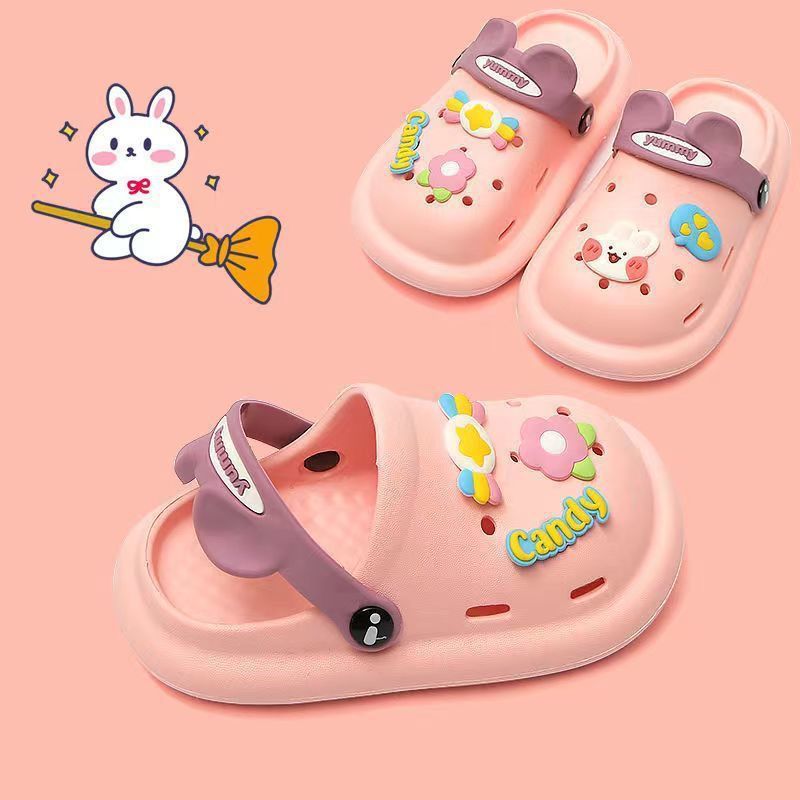 Kids crocs slippers boys summer cartoon indoor stepping on shit cute outwear soft bottom baby bathroom sandals
