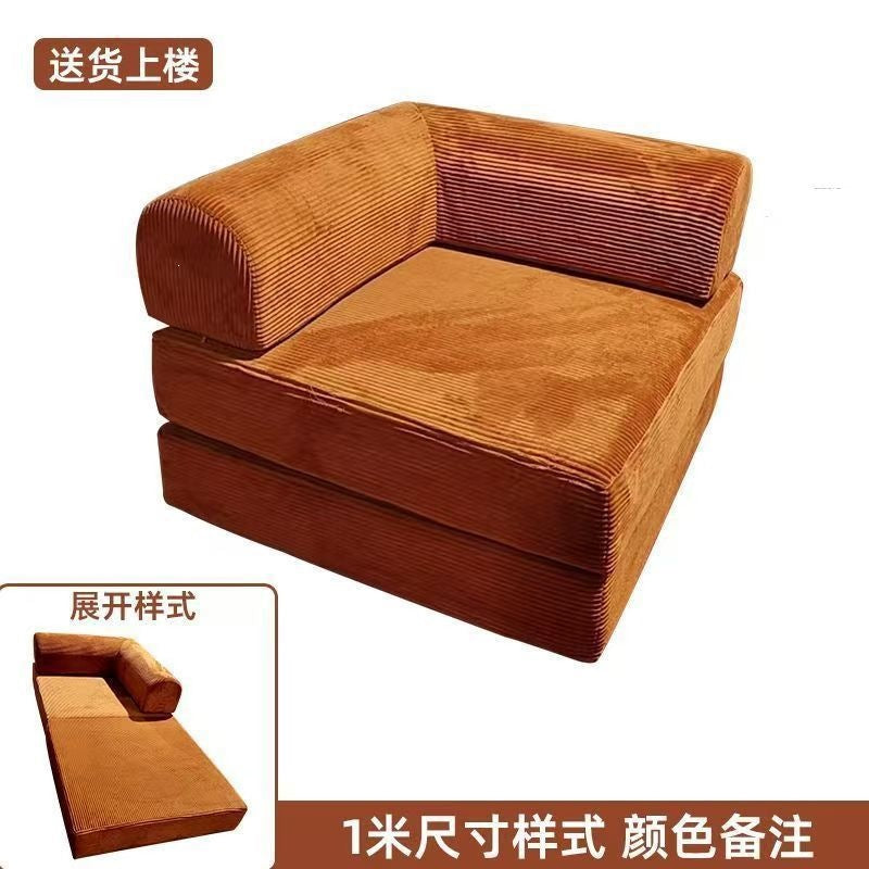 Fabric sofa minimalist living room small apartment rental single/double reclining sofa set folding convertible sofa bed