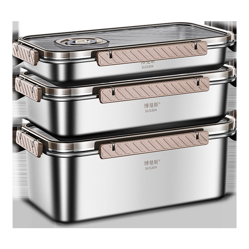 304 stainless steel crisper large capacity fruit bento box with lid food grade sealed refrigerator egg storage box