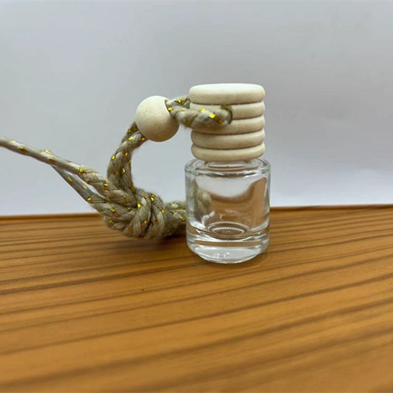 8ml car perfume bottle cylindrical five-wire cap thickened glass essential oil dispensing bottle lanyard aromatherapy self-installed empty bottle