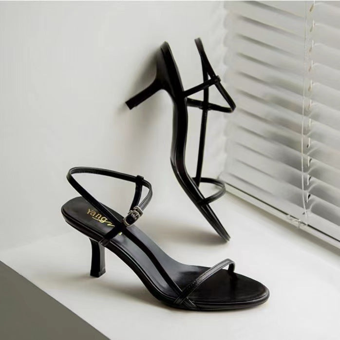 Women's sandals 2024 new summer trendy stiletto heel single strap high heel sandals sexy open toe korean style