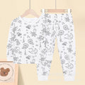 Class a cotton kids home wear suit boys and girls youth graffiti autumn clothes and long trousers close-fitting in stock wholesale