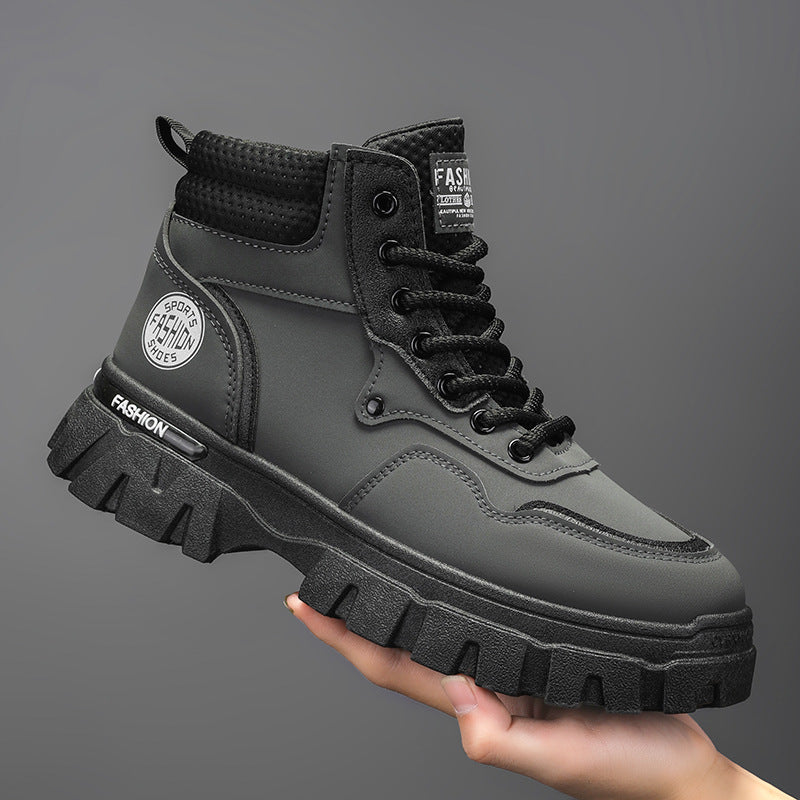 2025 autumn/winter men's high-top martin boots - chunky sole, height increasing, waterproof, versatile, trendy work boots - live stream short boots