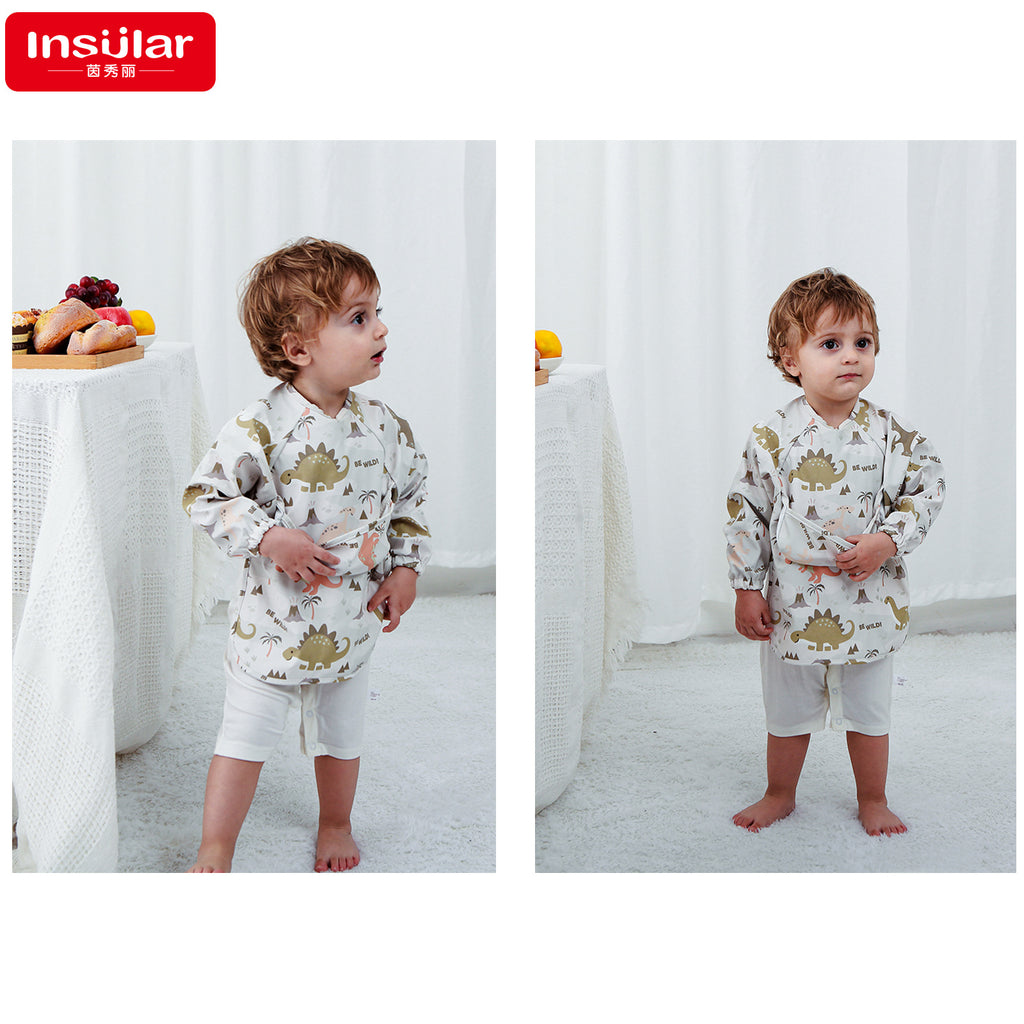 Danish children's long-sleeved eating smock baby eating clothes bib super soft waterproof baby rice pocket anti-dirty feeding clothes