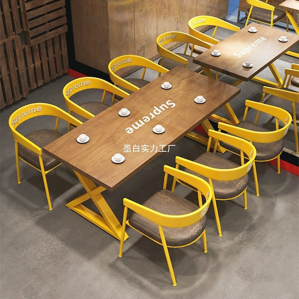 Restaurant dining table wrought iron industrial style milk tea shop table and chair combination bar cafe bar dessert shop library