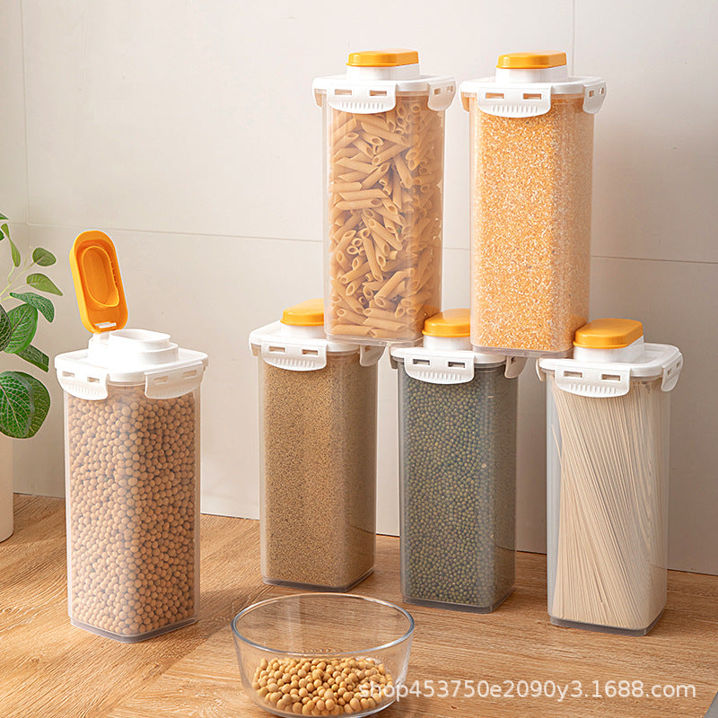 Kitchen Grains Sealed Storage Tank Transparent Plastic Square Food Sealed Tank Coffee Bean Noodles Storage Box