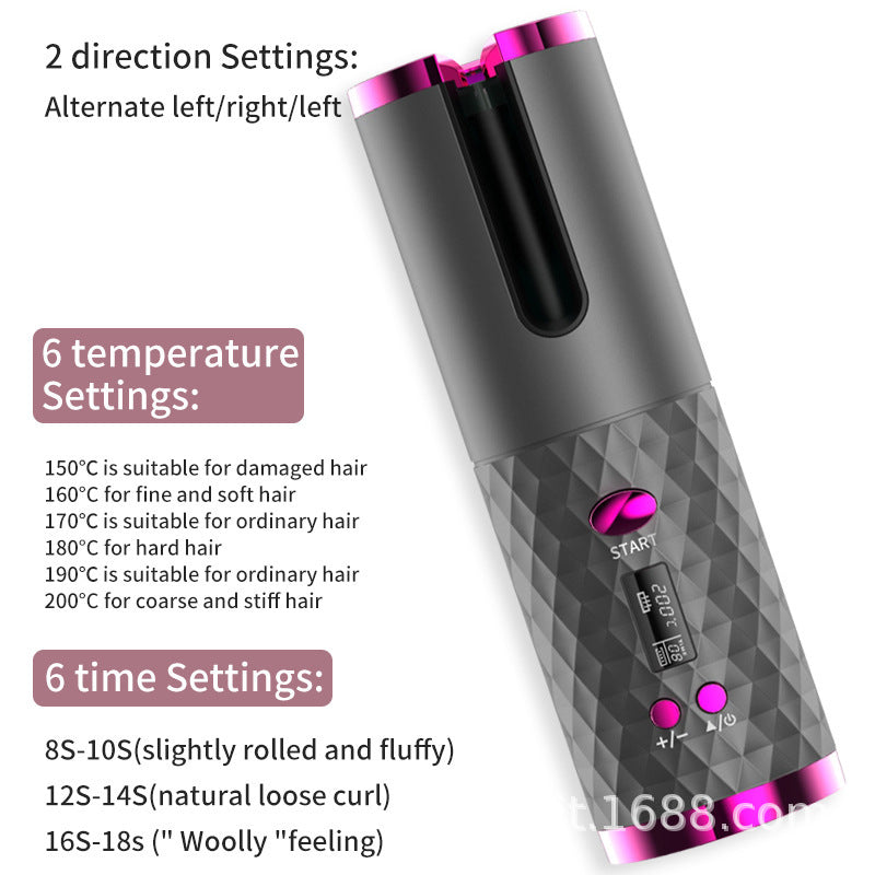 Cross-border, portable usb charging automatic curling iron multi-function intelligent wireless LCD lazy curling iron manufacturer