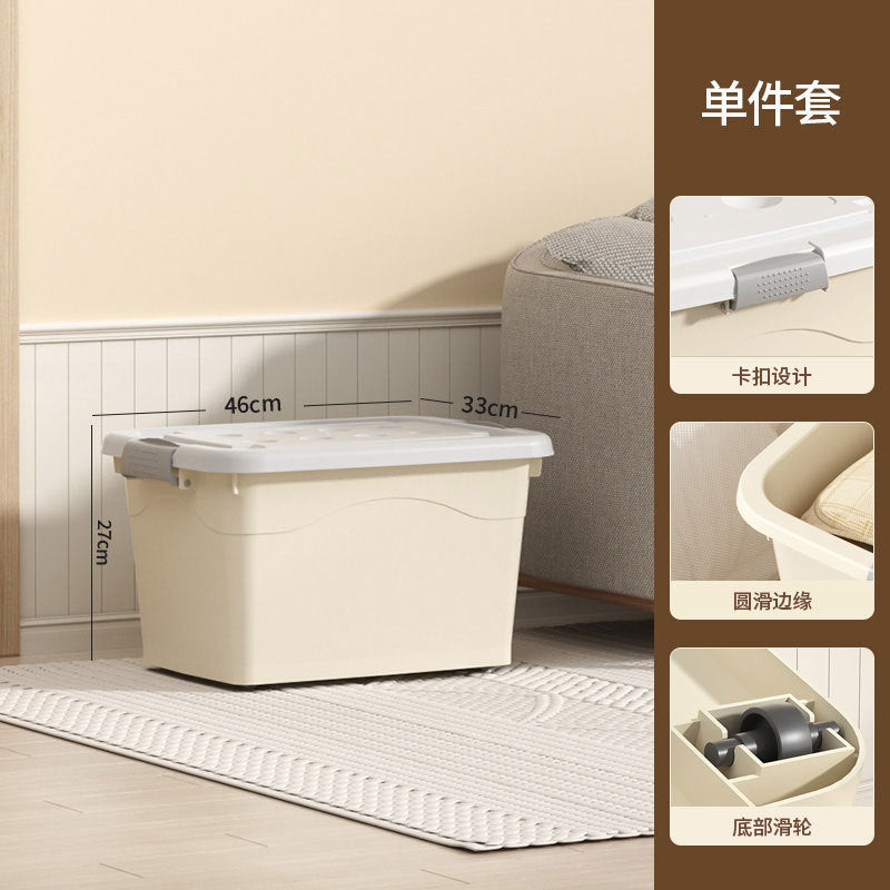 New Plastic Storage Box Cream Wind Large Capacity Extra Large Household Student Books Clothes Quilts Household Organizing Box