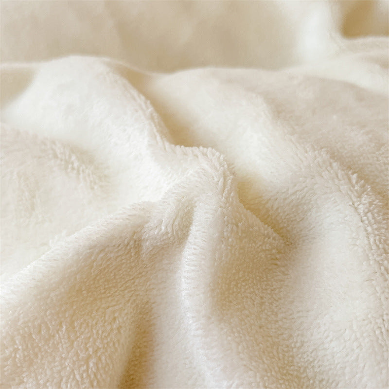 Solid color milk fleece four-piece set, winter thickened coral fleece bed sheet quilt cover, Nantong flannel bed three-piece set