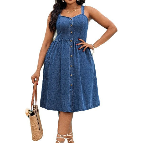 Amazon cross-border fashion: european & american summer slim-fit sleeveless midi dress with pockets - casual, trendy, and stylish