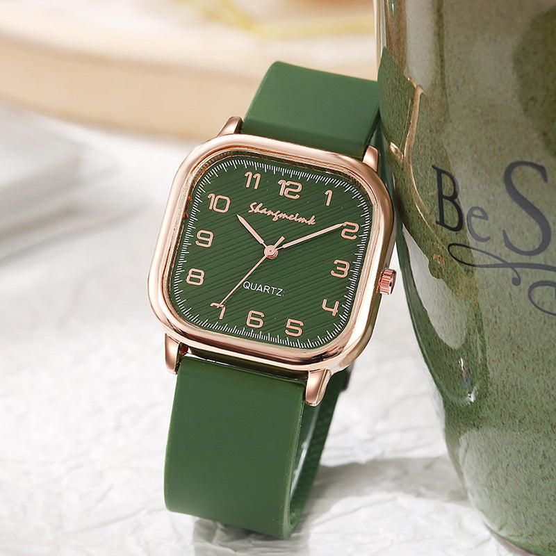 Shangmei square arabic numerals scale silicone strap fashion quartz women's watch factory direct sales wholesale