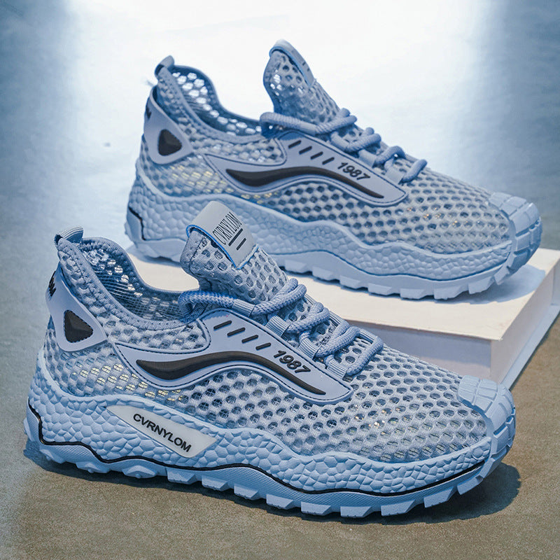 Summer men's new comfortable hollow-out 2026 mesh breathable soft sole anti-slip athletic running shoes