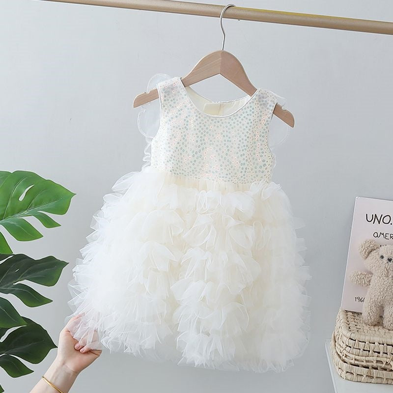 Girls' summer dress: new stylish children's summer outfit, baby girl princess dress, little girl's tiered dress