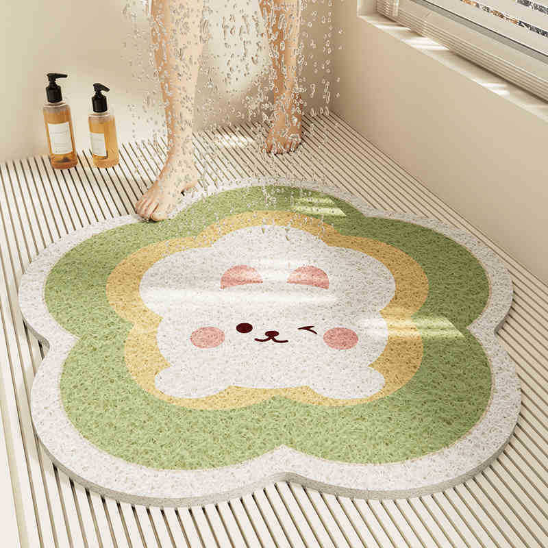 Special-shaped flower bathroom non-slip floor mat cut out wire loop shower room anti-fall foot mat bathroom bathtub drain foot mat