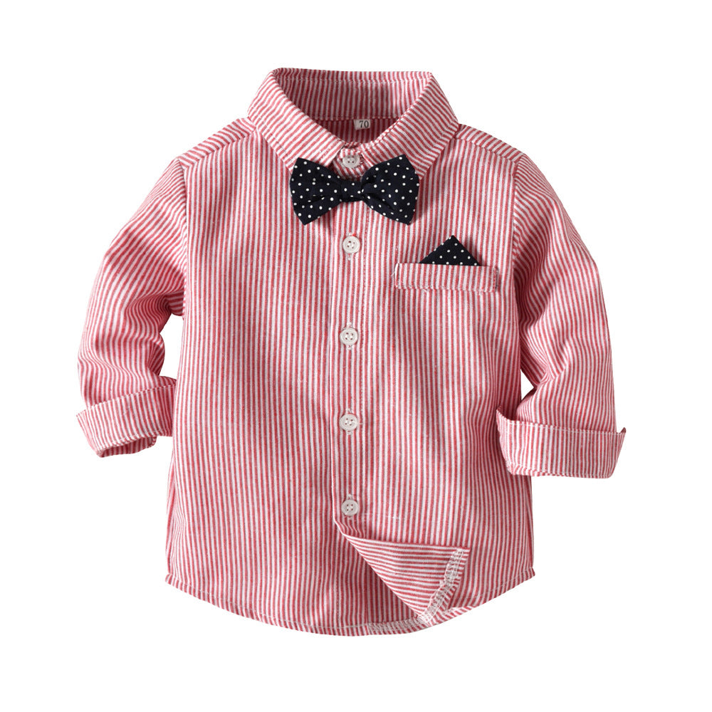 Boys' striped long-sleeve shirt - new spring/autumn collection - kids' dress shirt - toddler turn-down collar top - european & american style - export quality children's clothing - cross-border e-commerce
