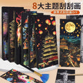 Scratch art paper - diy hand-painted scratch art - creative castle & dazzling night scene - stress relief art scratch paper
