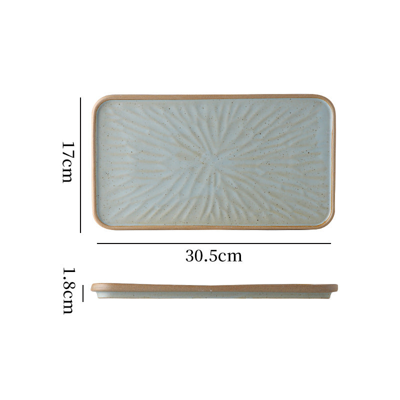 Japanese-style ceramic creative retro rectangular flat plate fish plate restaurant home hotel unique serving plate dessert plate square plate