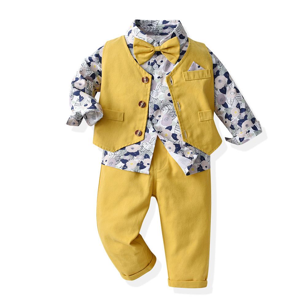 Boys' spring outfit set - new foreign trade style, stylish three-piece casual set for young boys and children, trendy and chic