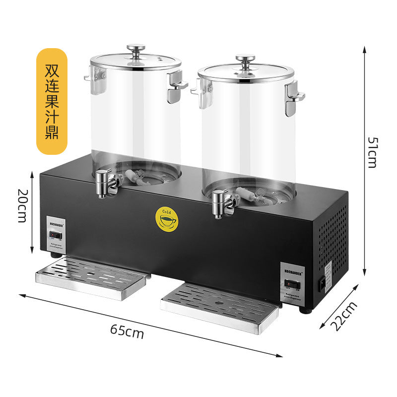 Hot and cold tripod, commercial beverage bucket in restaurant, visual juicer 10L one-click cold drinking machine, double head, juice tripod