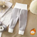 Kidsheattech pants baby fleece-lined long johns fall and wintergirl boys thickened high waist belly pants baby bottom pajamas