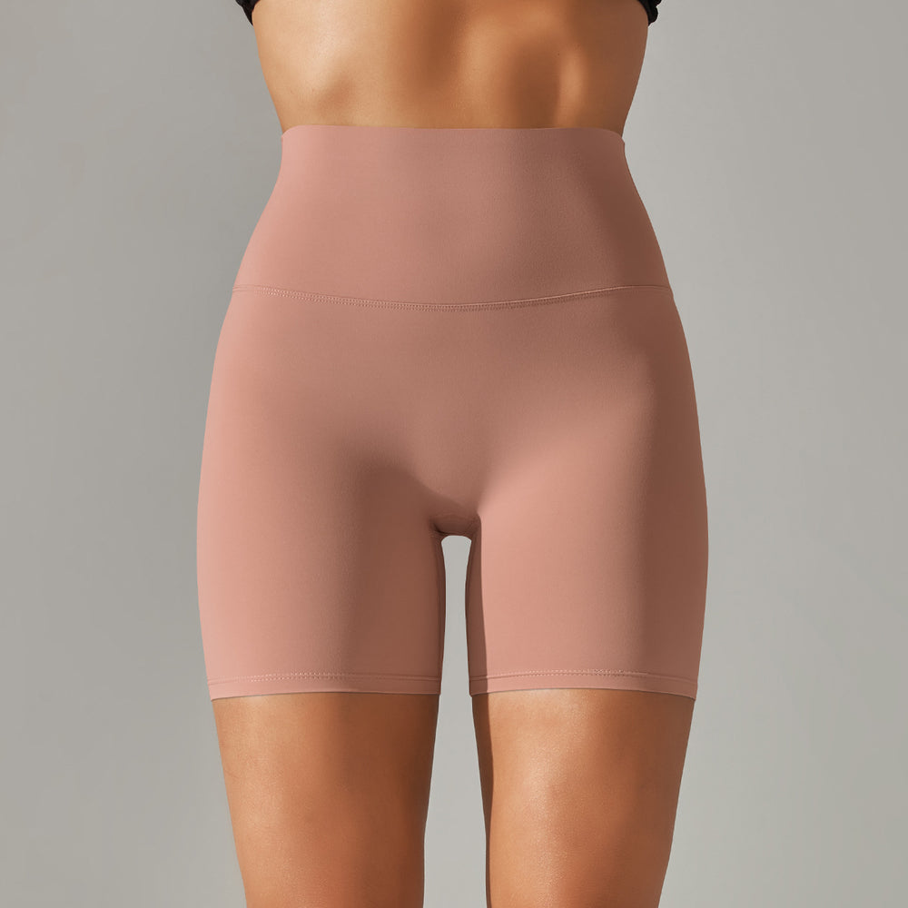 Spring/summer new solid color yoga shorts - double-sided brushed, high-waisted, stretchy, activewear, fitness, 3/4 length yoga pants for women