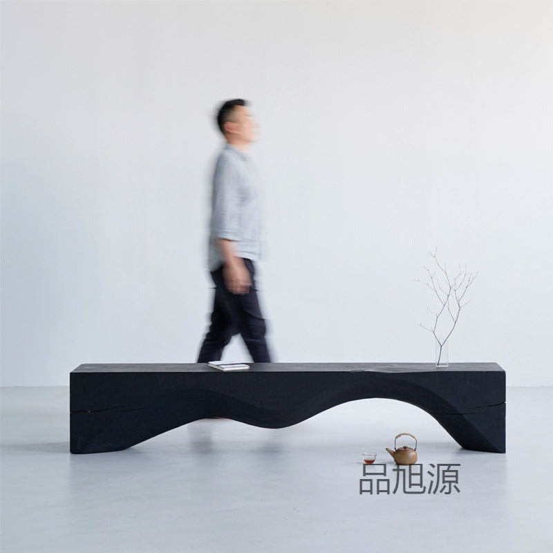 B & B Wabi Sansi wind carbonized solid wood bench medieval home leisure log bench clothing store shoe stool wholesale