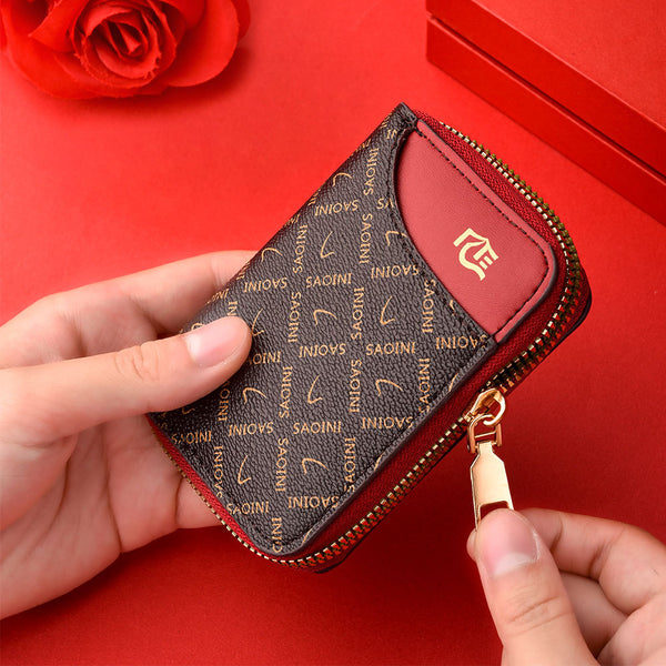 Women's Wallet ins Wind Card Bag Women's New Multi-Card Position Printed Wallet Card Clip Large Capacity Card Holder Change Bag