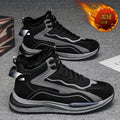Men's spring new thick-soled fleece-lined warm dad shoes, versatile high-top athletic shoes for young men, men's casual shoes