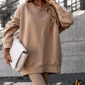 cross-border e-commerce european and american women's clothing: new summer collection - fashionable round neck, relaxed fit, slim-fit long sleeve sweatshirt set