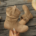 Exportfall and winter frosted suede pleated boots round toe flats sleeve boots retroknee socks western women's boots plus size