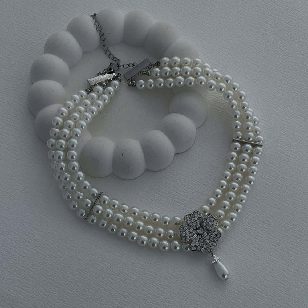 Baroque pearl necklace wholesale cross-border diamond flower sweater chain multi-layer retro niche high-end collarbone chain