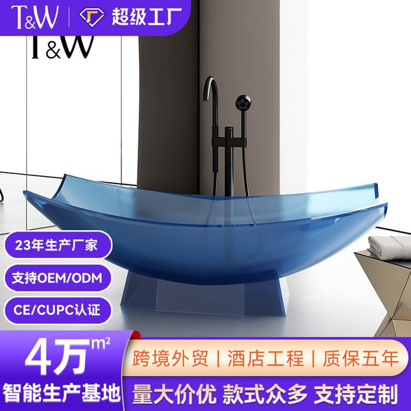 TW Travel Suspended Transparent Resin Bathtub Boat Hammock Type, Home Independent Hotel Homestay Bathtub