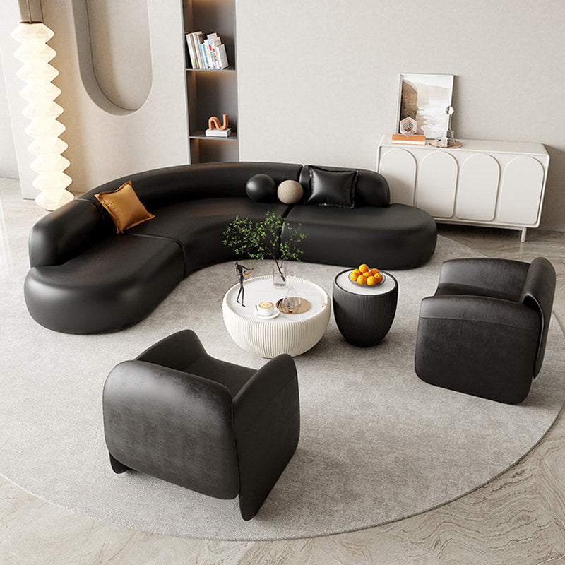 Modern minimalist corner leather sofa set - ideal for home lounges, hotel lobbies, beauty salons, and multi-person meetings