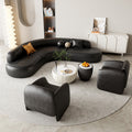 Modern minimalist corner leather sofa set - ideal for home lounges, hotel lobbies, beauty salons, and multi-person meetings