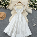 Palace retro jacquard dress dress for women summerfrench waist slimming lookelegant fluffy long skirt
