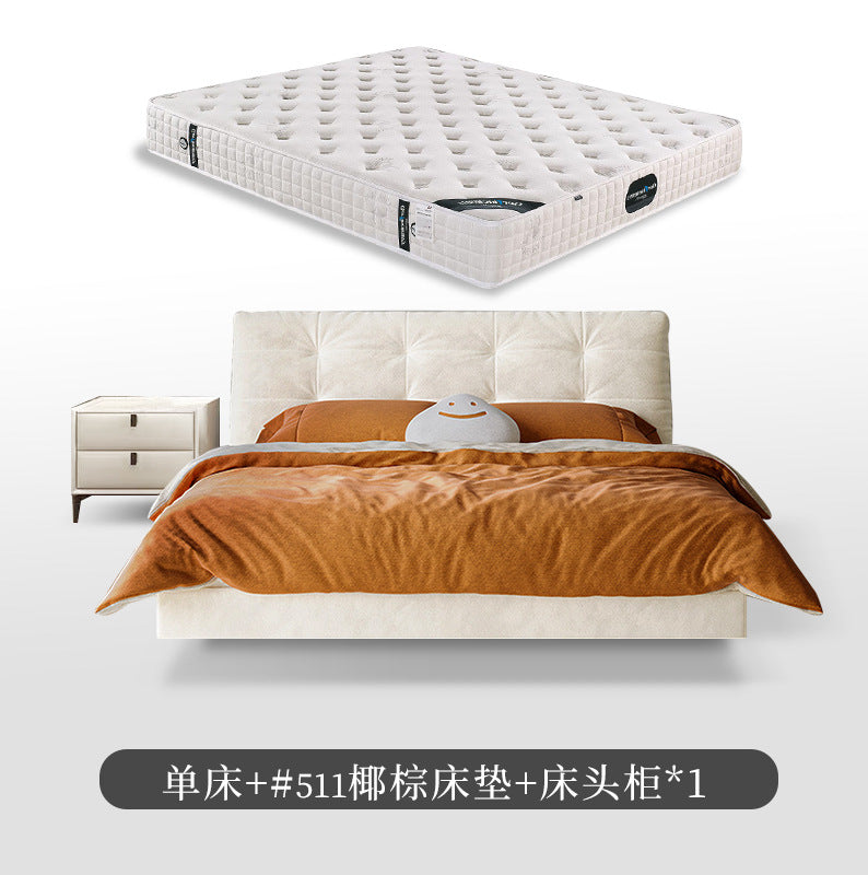 Italian normcore cream style fabric bed double bed master bedroom down soft bag wedding bed storage puff bed