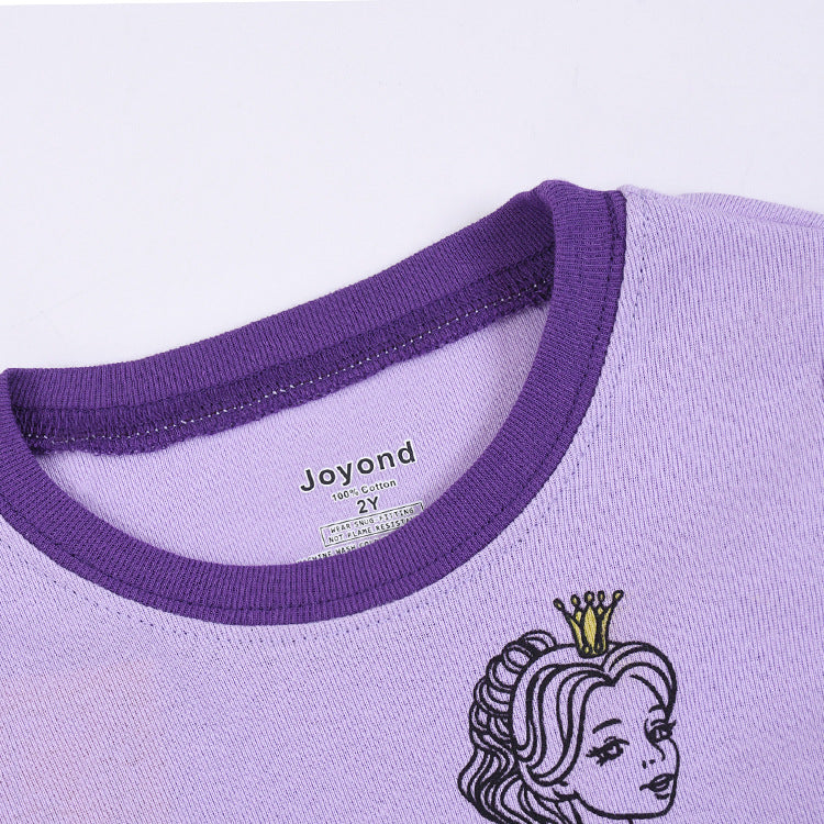 e-commerce product: classic purple princess short-sleeve and shorts set for  and